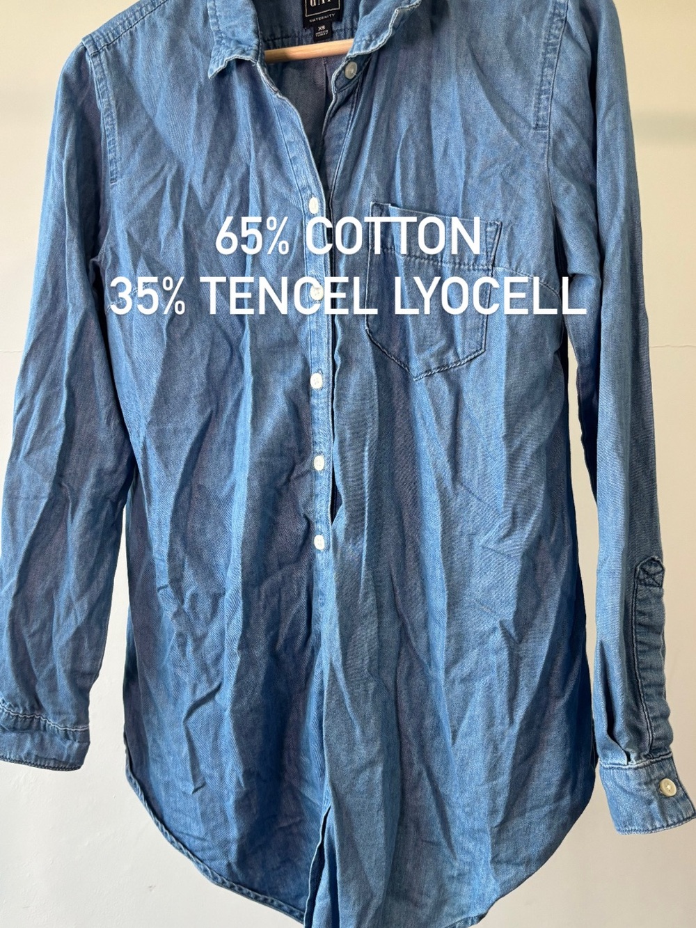 GAP Maternity Light Blue Denim-Style Button-Down Shirt | cotton & TENCEL